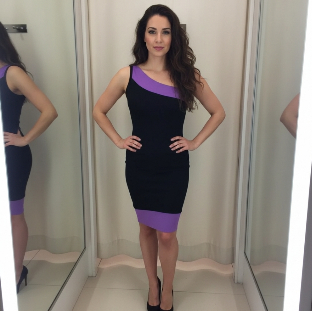 Urban Behavior Black and Purple One-Shoulder Dress